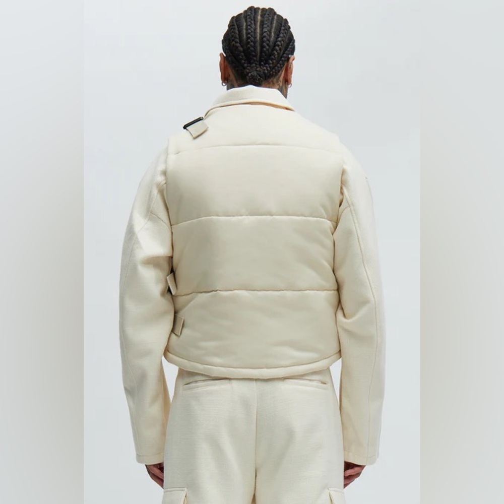Roller Coaster Puffer Vest" in Off White from the brand Fashion Nova. - Picture 4 of 10